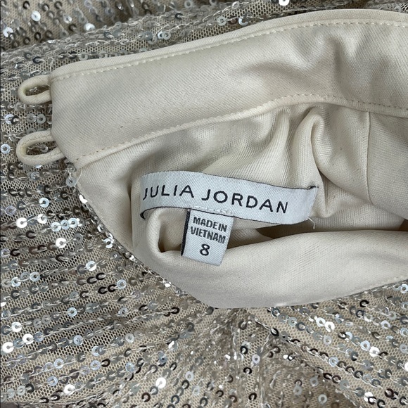 Julia Jordan Long Sleeve Sequin Dress in Cream Ladies Size 8 - Picture 13 of 16